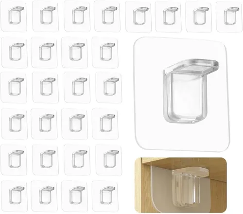 UE Stock Halter 28 St. transparente selbstklebende Schrankbodenhalterungen Regalhaken, Belastbarkeit bis zu 15kg