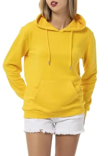 Hoodie Bequemer Kapuzenpullover mit Kängurutasche Lässiger Sweatshirt-Look für Alltag und Freizeit Gelb XXL