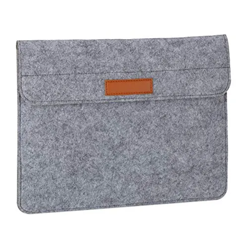 Relaxdays Hülle, 13 Zoll, Filz, Schutzhülle Laptop & Notebook, 4 Fächer, Laptoptasche, 27x35,5x2cm, dunkelgrau, 1 Stück