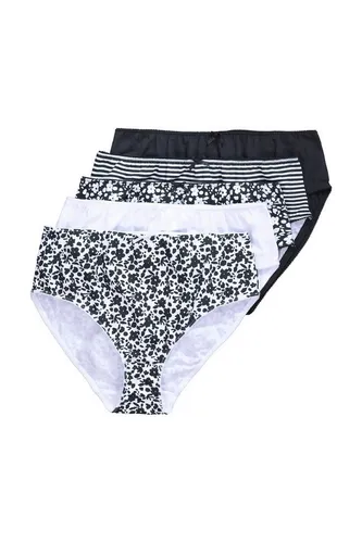 Ulla Popken Damen große Größen Übergrößen Plus Size Midislips, 5er-Pack, Blumen/einfarbig schwarz 54+ 834386100-54+
