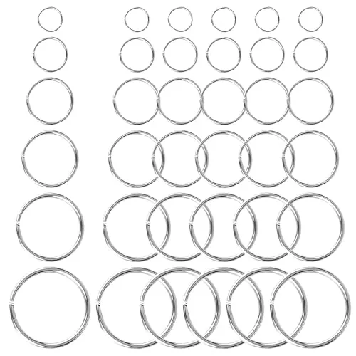iwontalersy 36 Stück Schlüsselring,Mehrere Größen Schlüsselring Edelstahl,Für Schmuck,Halsketten,Armbänder,Ohrringe,Basteln,Ornamente Und DIY-Kunst