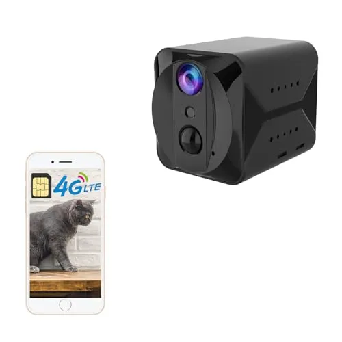 STWTVT 4G-Niedrigstrom-Überwachungskamera Mini Kamera, 140-Grad-Ultra-HD-Weitwinkelobjektiv, mit HD Nachtsicht, Bewegungserkennung, Nachtsicht TF-/Cloud-Speicher HD 2k, ohne WLAN-Funktion