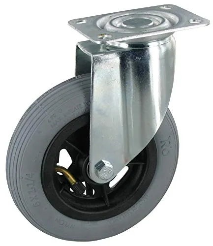 Rollentechnik Lenkrolle mit Feststeller Rad Luftreifen Ø150x30 mit Kugellager & Anschraubplatte Bauhöhe 188mm Tragfähigkeit 60 kg