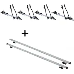 VDP Dachträger mit 4x Fahrradträger SAGITTAR für Hyundai Santa Fe (SM) 00-06 - Fahrradträger und Dachträger für Hyundai Santa Fe (5-Türer), ideal für den sicheren Transport von bis zu 4 Fahrrädern, einfach zu montieren, aus robustem Aluminium.