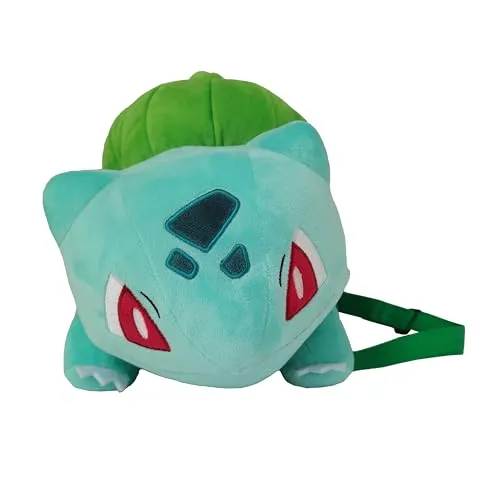 Rucksack Kuscheltier Bulbasaur - Pokémon Plüsch Rucksack in Grün - Kindertaschen - Weicher 35 cm Bulbasaur Rucksack, perfekt für kleine Pokémon-Fans und ideal für den Alltag oder Ausflüge.