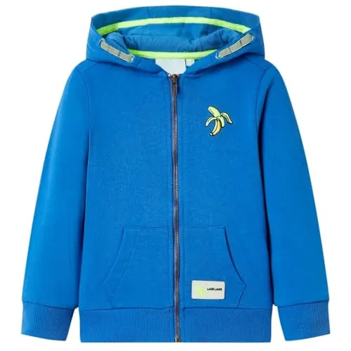 vidaXL Kinder Kapuzenpullover mit Reißverschluss Sweatjacke Kapuzenjacke Blau 92