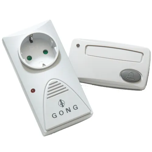Intertechno Funk-Gong Set ML-8300 im Set mit Klingeltaster (Durchgangssteckdose)