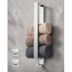Handtuchstange Ohne Bohren Handtuchhalter Selbstklebend für Bad mit 2 Handtuchhaken 40cm Rostfreier Edelstahl,Bath Towel Holder,für Badezimmer & ... - Silber