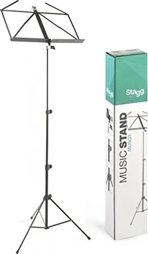 Stagg 22043 Notenständer mit Nylon-Verbindungsteilen (zusammenklapbar, Ablagehöhe: 51-117 cm (20-46 Zoll), 3x Sektionen: 8/13/16, Beine: 9 mm)