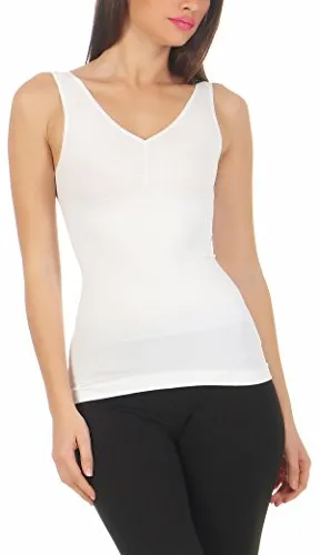 Slim -Fit Unterhemd Mieder Damen Bauchweg-Shirt RIPP Unterwäsche CL 836 (52/54, Weiß)