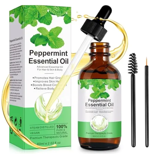 Pfefferminzöl 60 ml Minzöl Ätherisches Öl Fördert das Haarwachstum Peppermint Oil für Haar, Haut, Massage, Aromatherapie, Diffusor