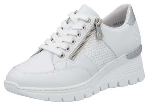 RIEKER Keilsneaker für Damen, Gr. 42, Silber - Stylische Keilsneaker aus Leder und Lederimitat mit 5,5 cm Absatzhöhe, ideal für einen bequemen und modischen Freizeitlook.