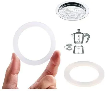 WESTCRAFT – 2 Stück Silikon-Dichtungsring/Gummiring + Sieb/Filter - Ersatz für Espresso-Kocher mit 1 2 3 oder 6 Tassen (Ersatzring (81mm) + Sieb (74mm) für Espressokocher mit 9 Tassen)