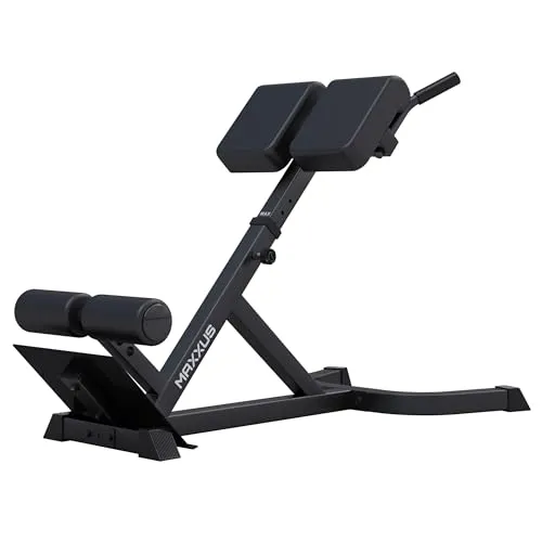 MAXXUS Rückentrainer Hyperextension - Verstellbar bis 150kg - Rückentrainer mit Beinfixierung, ideal für effektives Rücken- und Bauchtraining, maximal belastbar bis 150kg.