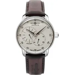 Zeppelin 8662-5 New Captains Line Automatik Herrenuhr 43mm - Braun/Beige - Elegante Herrenuhr mit Automatikwerk, 24-Stunden-Anzeige und nachleuchtendem Zifferblatt. Wasserdicht bis 5 ATM, ideal für stilbewusste Männer.