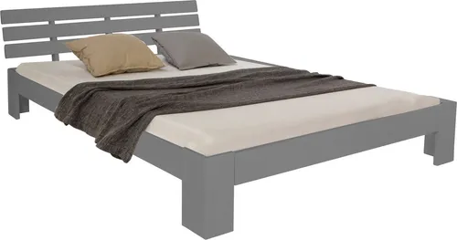 Homestyle4u Doppelbett Holzbett 160x200 mit Lattenrost - Stilvolles und stabiles Holzbett aus grauem Kiefernholz, ideal für Schlafzimmer oder Gästezimmer. Inklusive kostenlosem Rolllattenrost für optimalen Schlafkomfort.