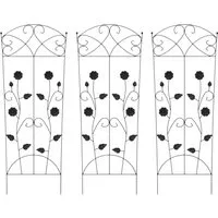 vidaXL Gartenzaun 3er Set Schwarz 110,5 x 42,5 cm - Moderner Gartenzaun aus robustem Stahl, wetterbeständig und ideal für Kletterpflanzen. Verleiht deinem Außenbereich Stil und Eleganz. Perfekt für verschiedene Gartenstile!