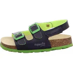 Superfit Fussbettpantoffel blau/grün (8100) 36 - Wanderschuhe für aktive Jungen, mit orthopädischem Tieffußbett aus Naturkork für optimalen Komfort und rutschfester Sohle, ideal für Freizeit und Camping.