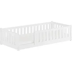 ERST-HOLZ Flachbett für Kinder mit Rundumschutzgitter 90 x 200 cm - Massives Kiefernholz-Bettgestell mit Rundumschutzgitter für Sicherheit und Geborgenheit. Ideal für kleine Abenteurer – die perfekte Liegefläche von 90x200 cm sorgt für erholsamen Schlaf.