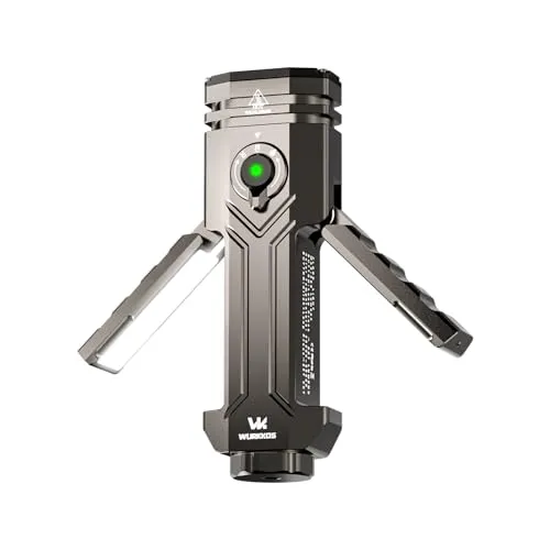 Wurkkos HD02 LED Taschenlampe 3200 Lumen, USB-C wiederaufladbare 4-in-1 EDC Taschenlampe mit Spotlicht, UV- & grünem Licht, klappbarem Seitenlicht, Magnetfuß, flache Taschenlampe für Camping & Alltag