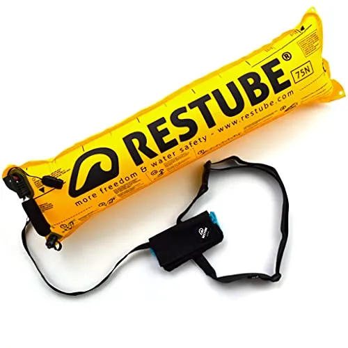 Restube Active Black - Aufblasbare Sicherheitsboje - Schwimmboje mit 75N Auftrieb für sichere Wasseraktivitäten, leicht und kompakt (195g), ideal für Schwimmer und Wassersportler.