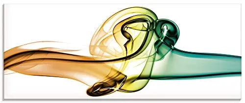 ARTland Wanddeko Glasbilder Wandbild Glas Bild einteilig 125x50 cm Querformat Abstrakte Kunst Rauch Wellen Farben Bunt S6OV