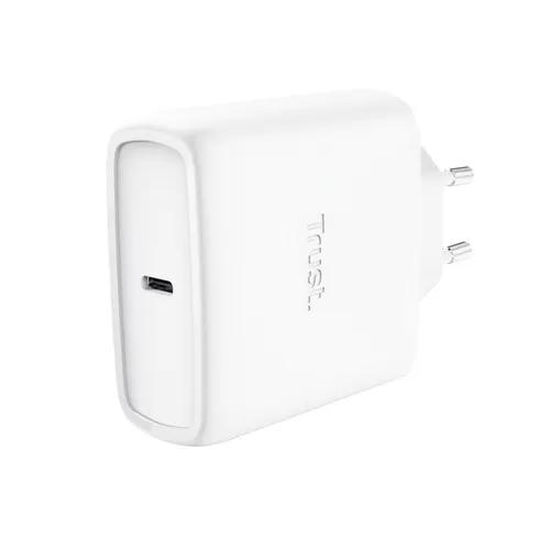 Trust MAXO 65W USB-C GAN Charger White (25524) - USB Ladegerät mit 65W Leistung, ideal für schnelles Laden von Laptops und Smartphones dank innovativer GaN-Technologie.
