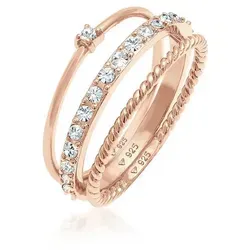 Elli Ring-Set Kristalle 925 Silber - 3 tlg. Ringset - Elegantes 3-teiliges Damen Ring-Set aus 925 Sterling Silber, veredelt mit Swarovski® Kristallen. Perfekt für jeden Anlass und in Kombination ein echter Blickfang.
