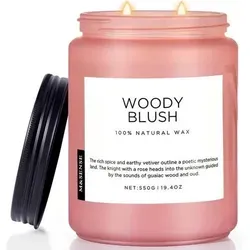 Duftkerze Rose Vetiver Glas 550g 110h 2 Dochte Holziges Erröten 550g