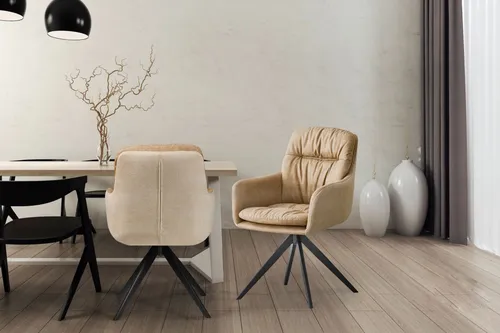 Kayoom Polsterstuhl Dian 125 - Stuhl in Taupe, 360-Grad drehbar und bequem, ideal für modernes Wohnen. Hochwertige Verarbeitung und einfache Selbstmontage.