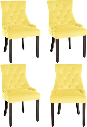CLP 4er Set Esszimmerstuhl Aberdeen Samt in gelb von CLP