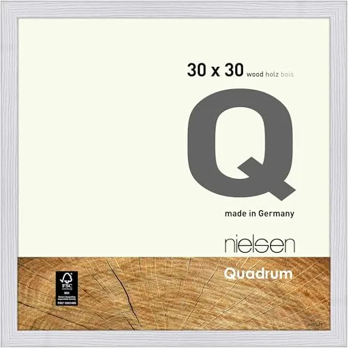 nielsen Bilderrahmen Quadrum, 30 x 30 cm, Weiß aus FSC-zertifiziertem Holz - FSC-zertifizierter Bilderrahmen aus Holz für kreative Präsentationen. Ideal für Hoch- & Querformat, inkl. Drehfedern für einfachen Motivwechsel.
