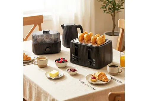 HOMCOM Wasserkocher Toaster Eierkocher Set 1,7L Edelstahl