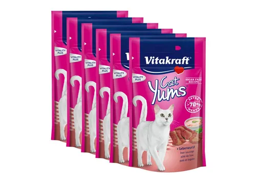 Vitakraft Katzensnack Cat Yums plus Leberwurst, 9 x 40g, Snack für: Katzen