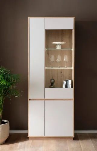 Home affaire Vitrine Sonora, moderne Glasvitrine mit filigraner Rahmenoptik - Elegante Vitrine aus Holzwerkstoff für stilvolle Präsentation. Ideal für Deko und Porzellan, stabil und vielseitig kombinierbar. Setze besondere Akzente in deinem Wohnraum!