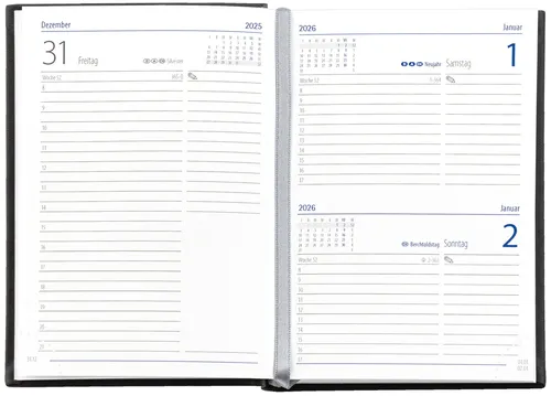 GÜSS Taschenkalender 1T. = 1S., Einband Tucson schwarz 2026