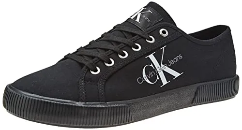 Calvin Klein Jeans Herren Vulcanized Sneaker Essential Vulc, Schwarz (Triple Black), 44 - Herren-Sneaker aus recyceltem Baumwoll-Canvas mit minimalistischem Design und optimaler Passform für den ganzen Tag.