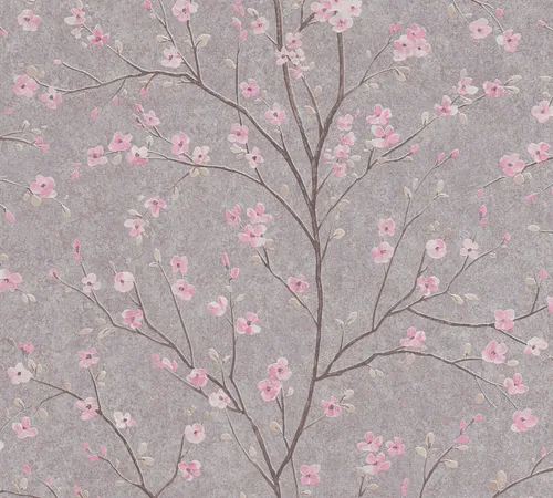 Vliestapete Japanischer Kirschblüten Baum Floral grau rosa taupe Tokyo 37912-2