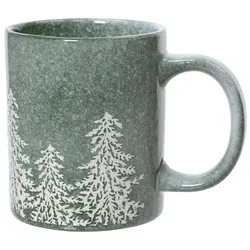 Tasse Steingut mit Griff 9,5cm Tannenbaum Motiv 310ml Grün - Grün