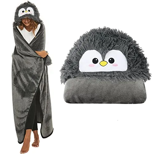 Shoppawhile Pinguin Geschenke für Frauen Tragbare Decke, Sofadecke Pinguin Geschenk Kuscheldecke Flauschig 150 * 130cm