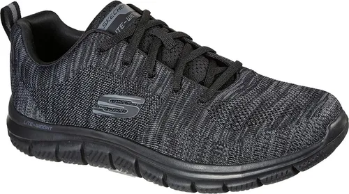 Skechers Herren Track-Front Runner Sneaker, Black Knit/Black Trim, 45 EU - Herren-Sneaker mit weichem Netzstoff-Obermaterial und gepolsterter Memory-Schaum-Innensohle für optimalen Komfort beim Fitnesstraining.