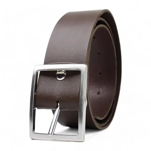 FRONHOFER Ledergürtel 100% Rindsleder 3,8 cm breit 2,6 mm dick kürzbar satinierte silberne Dornschnalle extra Edelstahlschraube für Körperumfang bis 130 cm Made in Germany