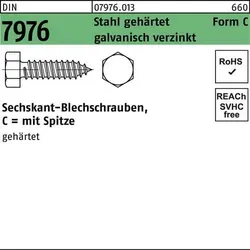 Blechschraube DIN 7976 Sechskant/Spitze C 3,9x9,5 Stahl geh.galv.verz. 1000St.