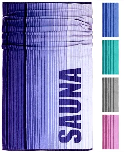 Lashuma Saunahandtuch Herren, Oslo Sauna Handtuch XXL 85x200 cm, Badetuch Blau - Dunkelblau gestreift
