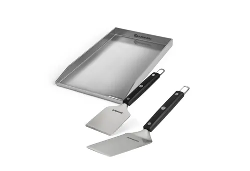 BURNHARD Grillrost Fred - Edelstahl Grillplatte & Spachtel Set - Grillroste aus hochwertigem Edelstahl, ideal für gleichmäßiges Grillen und einfache Reinigung. Perfekt für Grillliebhaber!