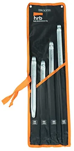 HRB Profi Montiereisen Set, 4 teilig - Montierhebel, Reifenmontage Werkzeug in den Größen 300/400/500/600 mm Länge, Stabiles Hebelwerkzeug, Motorrad Werkzeug