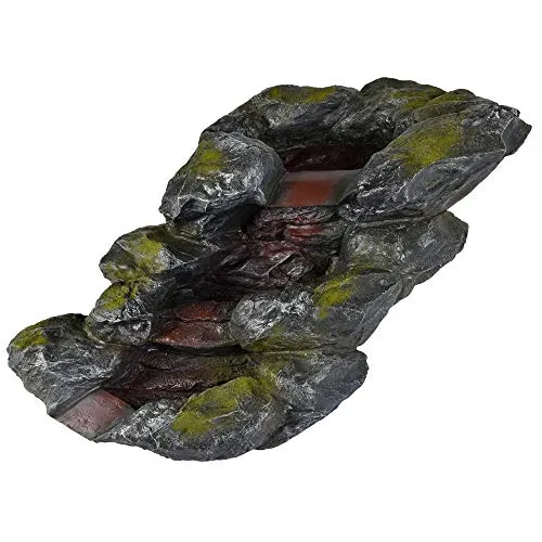 Köhko Bachlauf Verlängerung im Schiefelook mit Moosbewuchs - Wasserfälle & Bachläufe, naturgetreuer und erweiterbarer Wasserfall für Gartenteiche, wetterbeständig und einfach zu montieren.