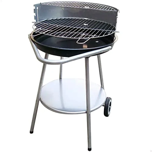 Runder Holzkohlegrill Ø51x51x82 cm Aktive | Leicht zu tragen und tragbar | 4-fach höhenverstellbar | Enthält zwei Stahlgitter und zwei abnehmbare Bedienelemente