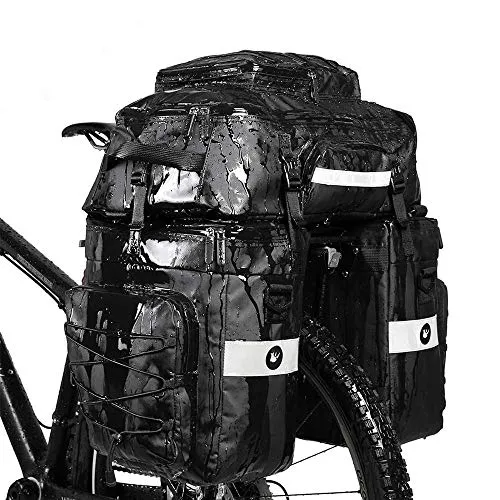 Rhinowalk Fahrradtasche Fahrrad Gepäckträgertasche Set für Fahrrad Cargo Rack Satteltasche Schultertasche Laptop Gepäckträger Fahrradtasche Professionelle Radfahren Zubehör 3 in 1-Schwarz