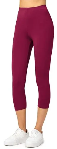 Merry Style Damen Leggings 3/4 Capri Leggings aus Viskose MS10-144 (Weinrot, S)
